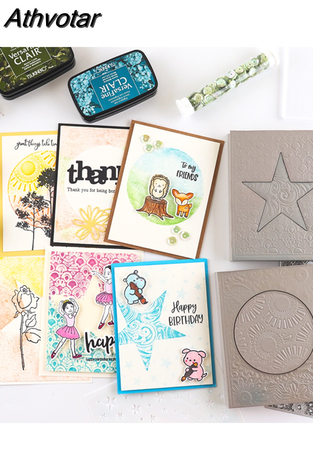 Set 8 Blocchi Schiuma Per Timbri E Embossing Con Forme Cuore, Stella, Cerchio - Riutilizzabili Per Scrapbooking E Card Making