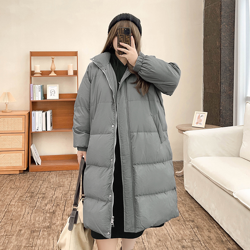 Winter Duck Down Coat for Women: Elegant Long Collar,  Plus-Size Warmth