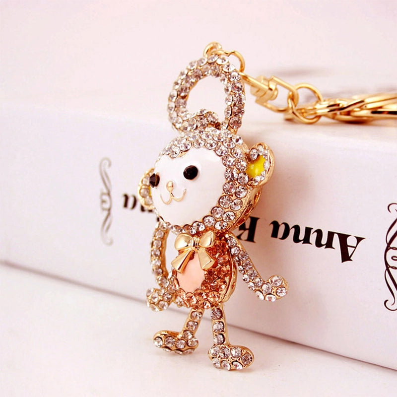 Cute Monkey Zinc Alloy Plating Inlay Rhinestones Women’s Bag Pendant Keychain