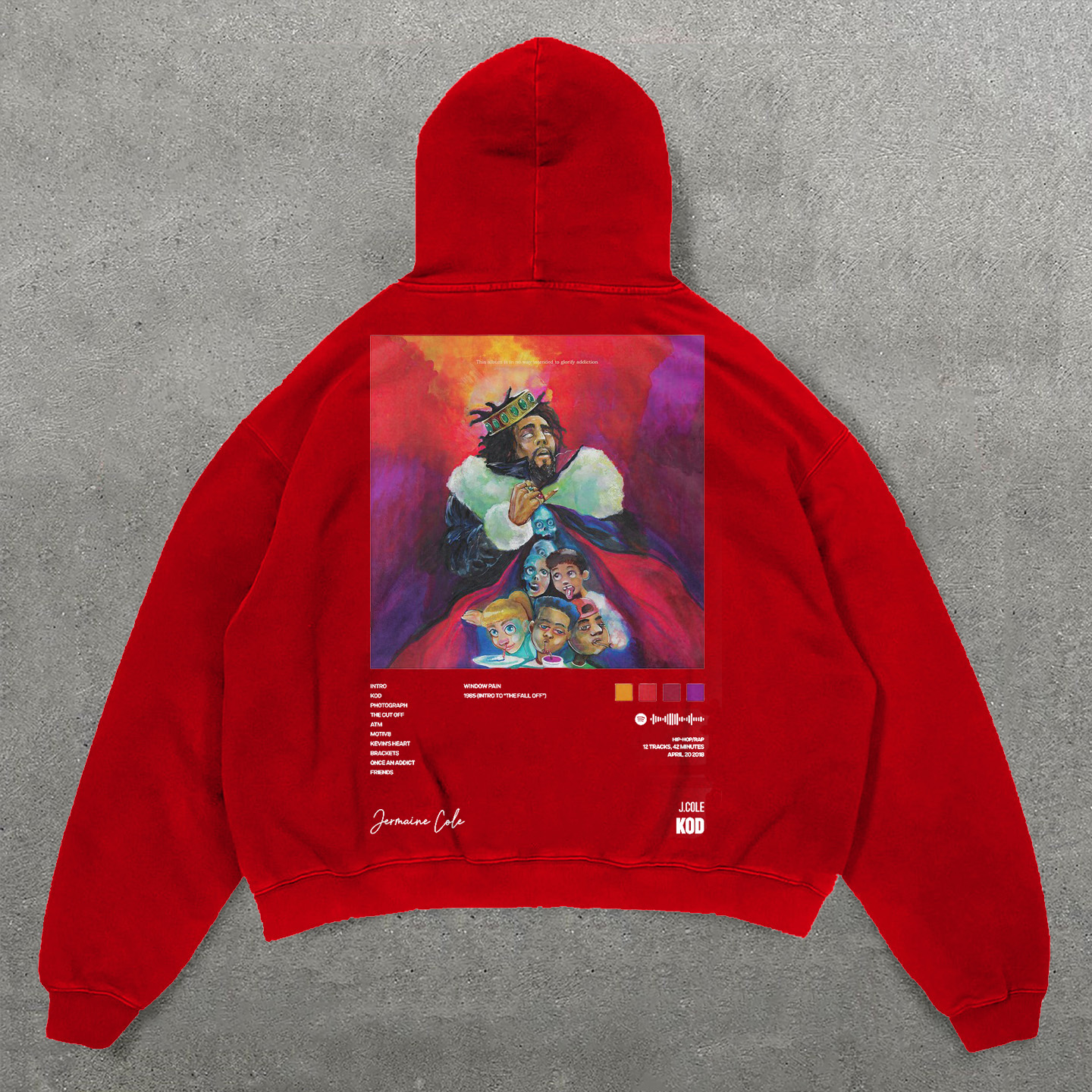 Rapper Kod Print Long Sleeve Hoodies