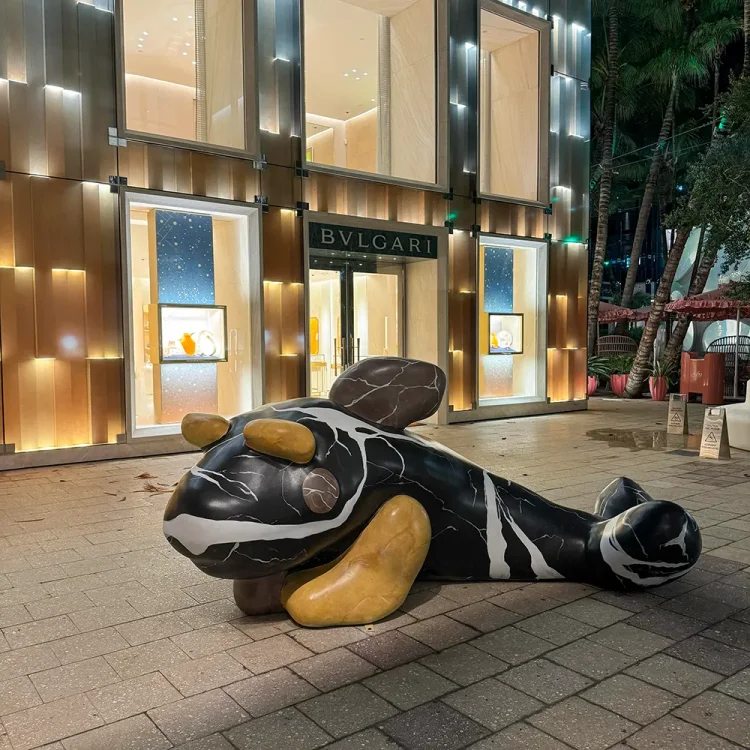 Modern Abstract Whale Sculpture Large Fiberglass Outdoor Art for Commercial Spaces