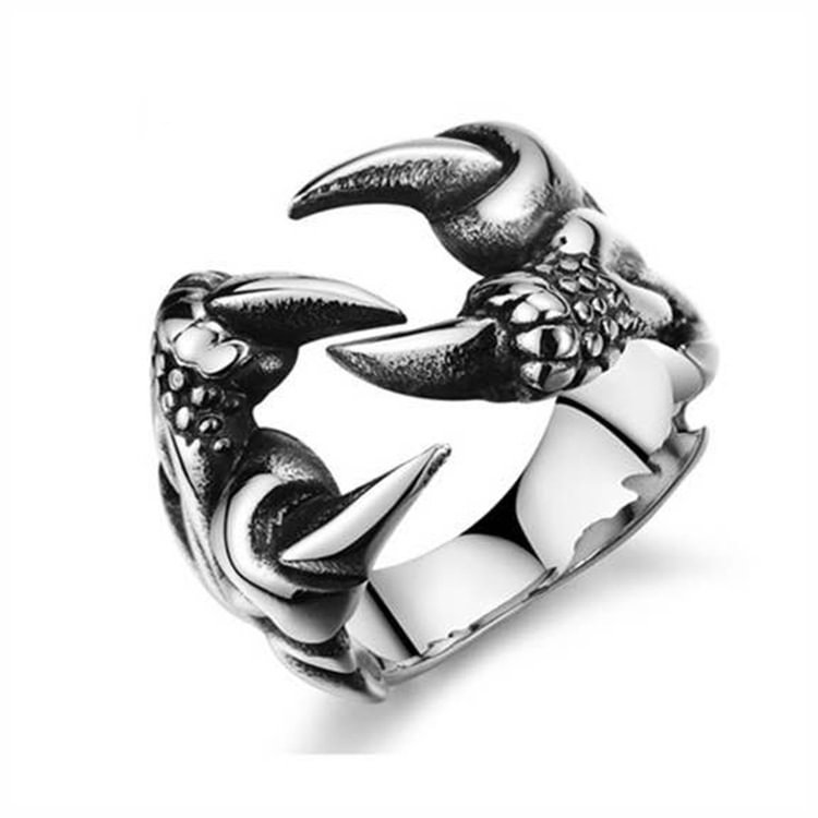 Men's Opening Silver Claw Halloween Skull Ring