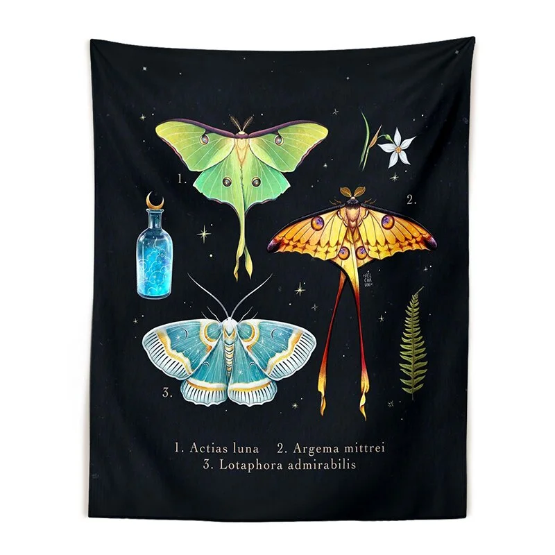 Botanical Mushroom Tapestry Wall Hanging Vintage moon phase Hippie Bohemian Tapestries Colorful Psychedelic INS Home Decor