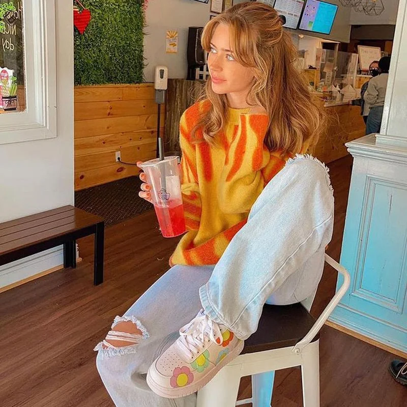 Tossy New Tie-Dye Knit Women's Oversize Sweater Pullovers Long Sleeve Y2k Casual 2021 Winter Streetwear Loose Pull Femme Jumper