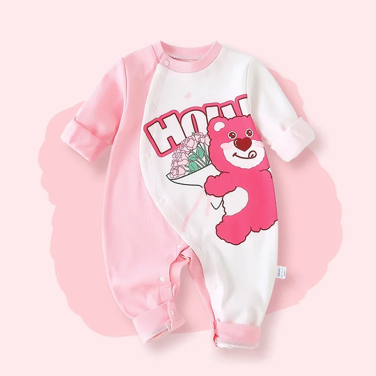 New Born Baby Onepiece Organic Cotton Pink Sleepsuit