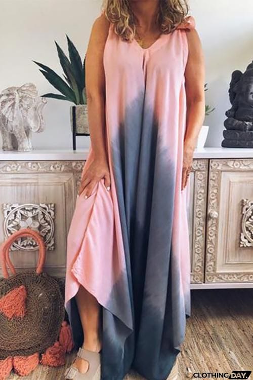 Tie Dye Bow Tie Loose Slip Jumpsuit