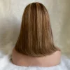 Straight Bob Wig Brown Mixed Blonde Highlights Wig