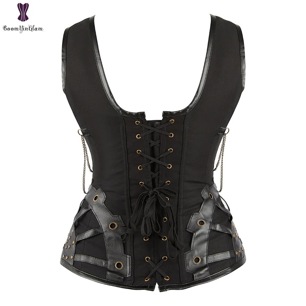 Steampunk Corset Sexy Bustier Top Gothic Leather Corset Overbust Corselet Vest Shaper Women Body Shapewear Slimming Belly Sheath