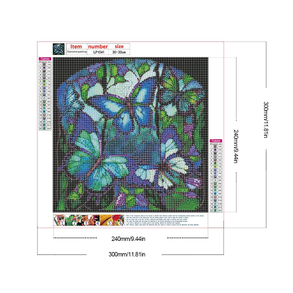 Diamond Painting - Full Round Drill - Stained Glass Butterfly(Canvas|30*30cm)