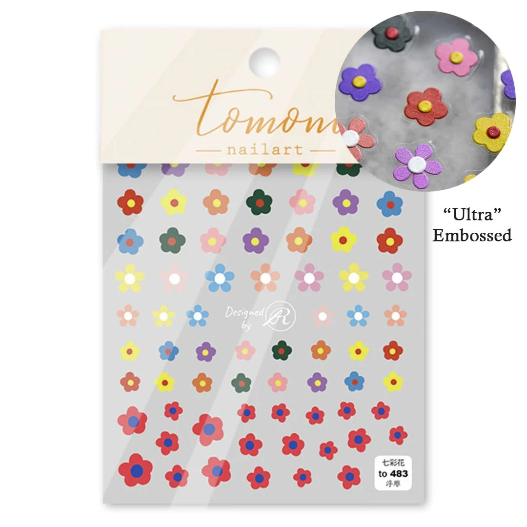 Beautizon Cute Image Flowers Leaves Cactus Nail Sticker 3D Engraved Nail Art Decorations Nail Decals Design