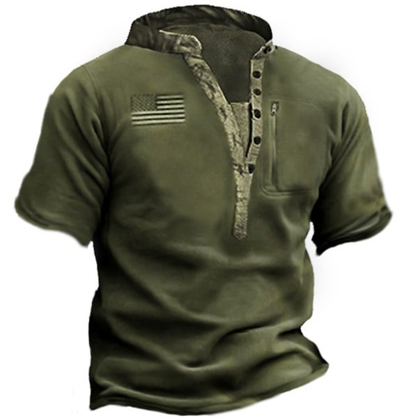 Men's Outdoor Henley Collar Tactical Short Sleeve T-Shirt-Compassnice®