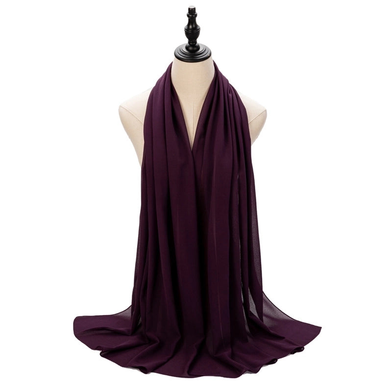 Hot Pearl Chiffon Yarn Muslim Women Hijab Silk Scarf Hui Turban Plain Long Scarf