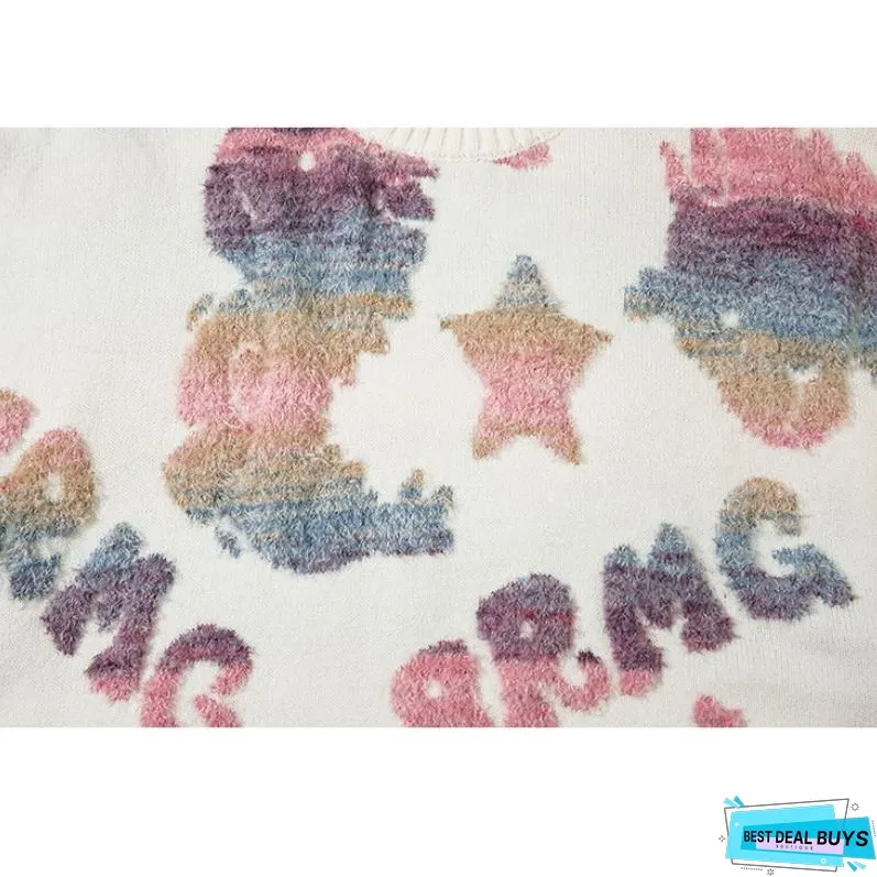 Colorful Dinosaur Jacquard Pullover