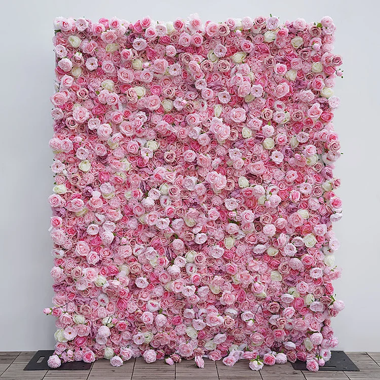 A7432 Outdoor Wedding Backdrop 5D Pink Curtain Cloth Flower Wall Arrangement