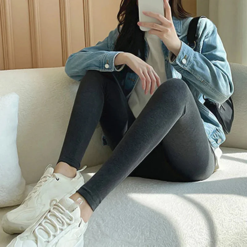 Soft Clouds Leggings Casual Warm Winter Solid Pants