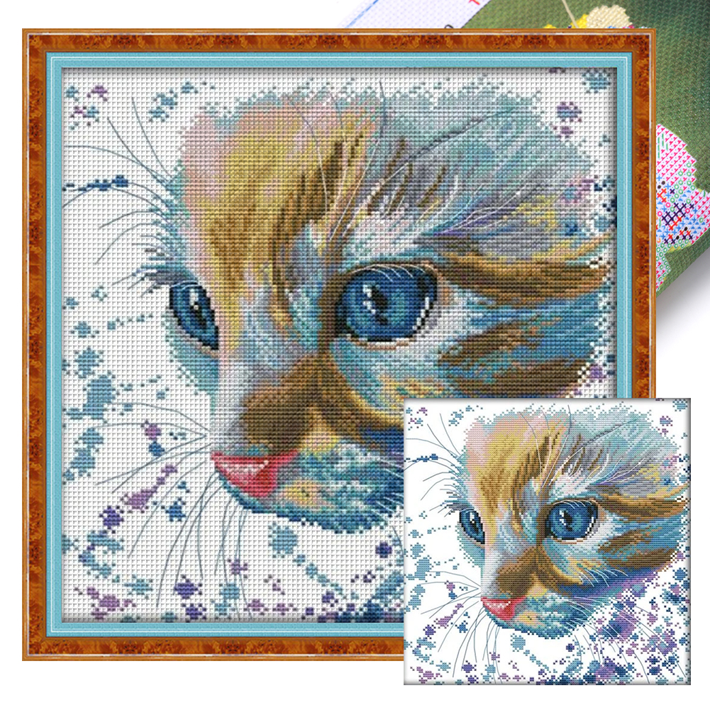 Joy Sunday Cat With A Bow Tie Oil Painting Cat DA349 DA356 Stamped