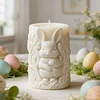 Easter Bunny Cylinder Candle Molds Cute 3D Bunny Cylinder Silicone Molds for Candles Making Aromatherapy Handmade Wax Soap