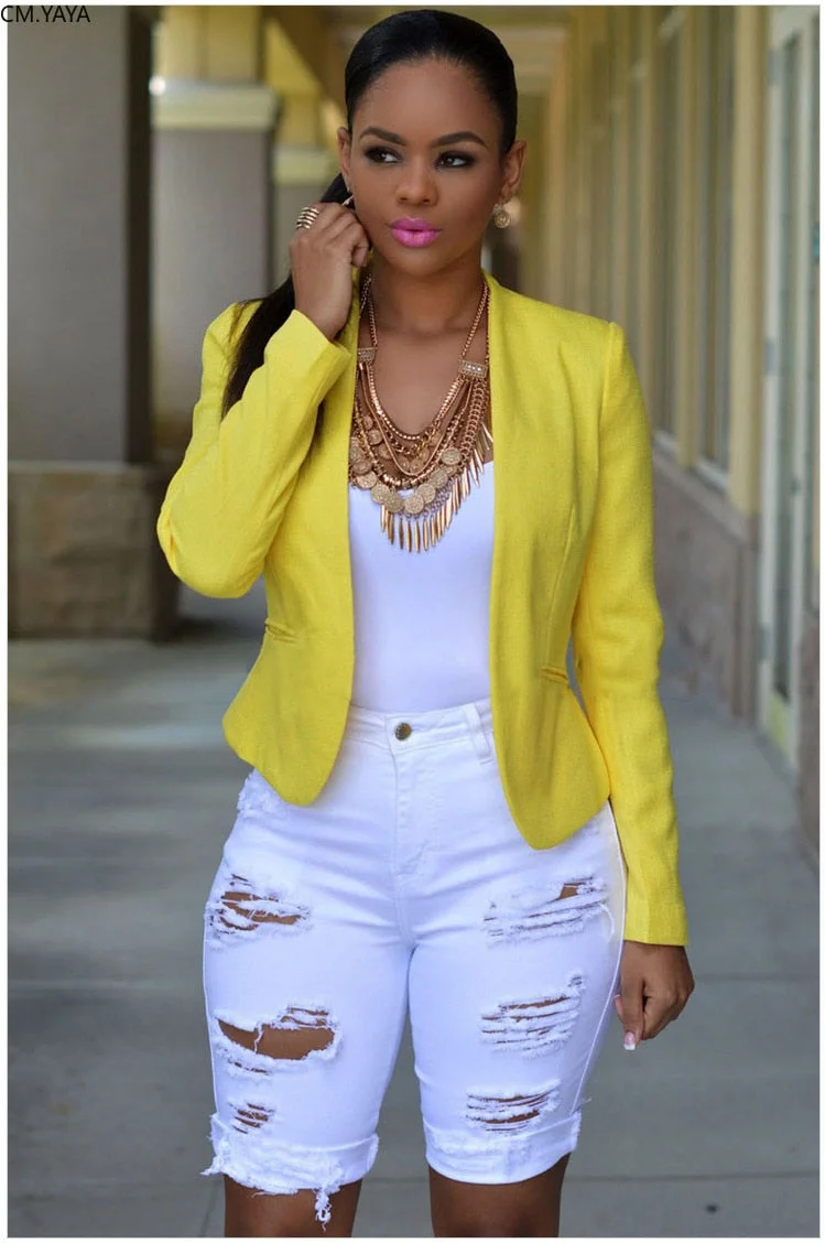 Women New Winter Hole Ripped High Waist Casual Zipper Fly Knee Length Jeans High Streetwear Denim Shorts Fashion Pants