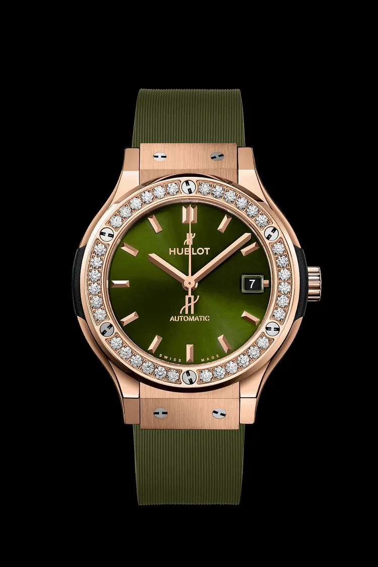 HUBLOT Classic Fusion King Gold Green Diamonds 38mm 565.OX.8980.RX.1204【Free Shipping】
