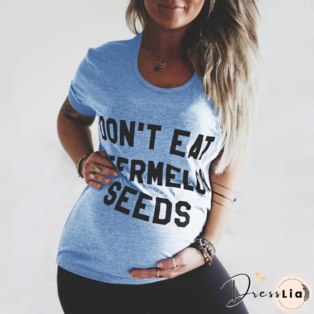 Women Summer Fashion Loose Pregnant T-Shirt Casual Funny Letter Print Top New Fashion Maternity T-shirt Blouse