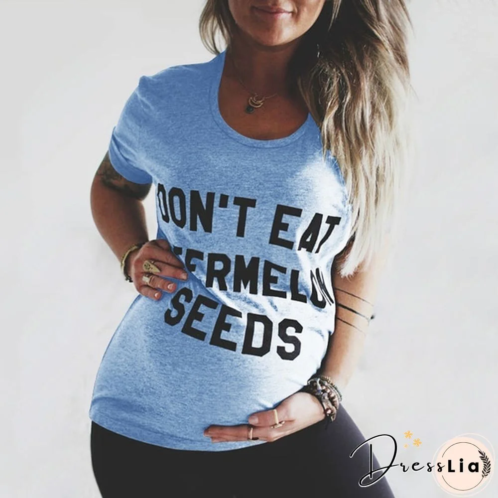 Women Summer Fashion Loose Pregnant T-Shirt Casual Funny Letter Print Top New Fashion Maternity T-shirt Blouse