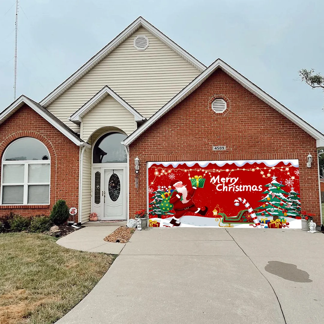 Merry Christmas garage door banner