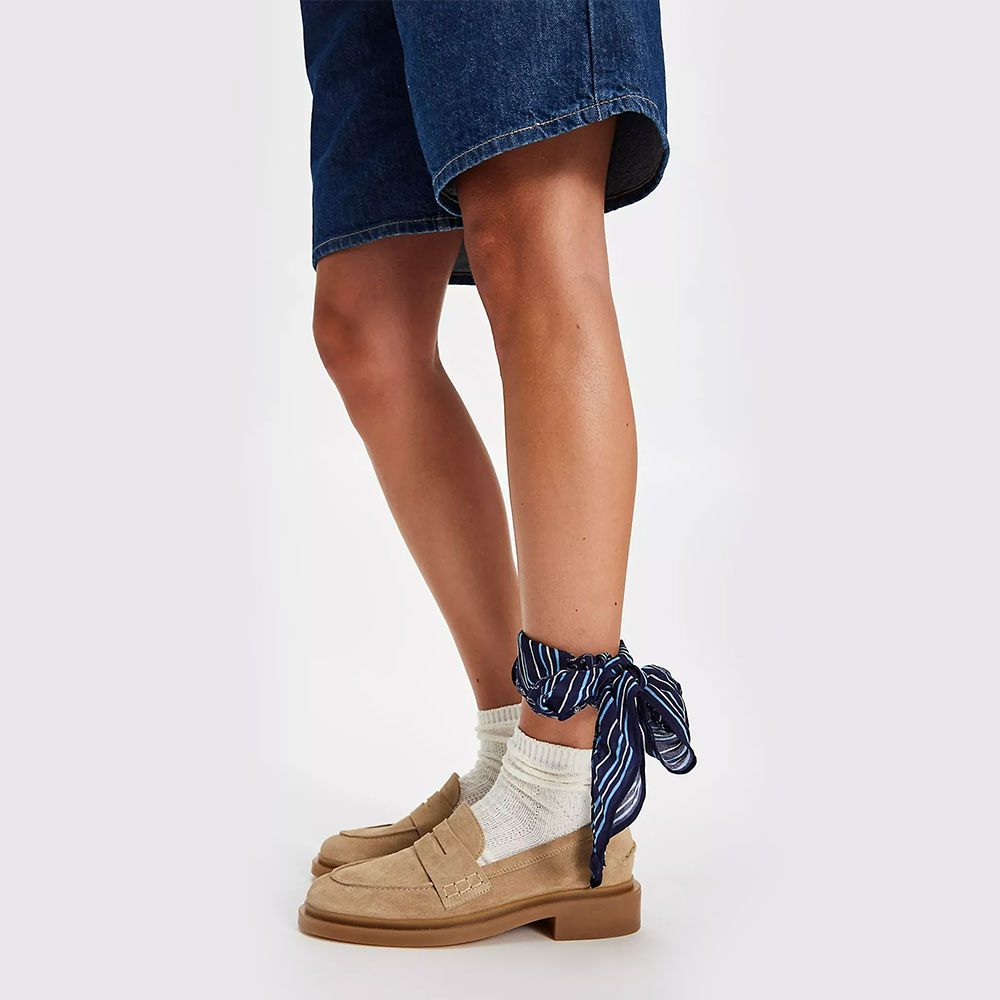 Round Toe Flat Slip-On Vegan Suede Women's Loafers in Beige Nicepairs