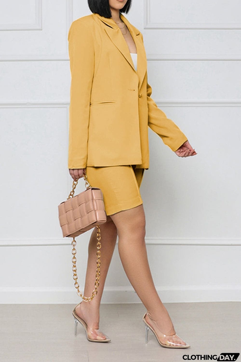 Long Sleeve Blazer and Shorts Set