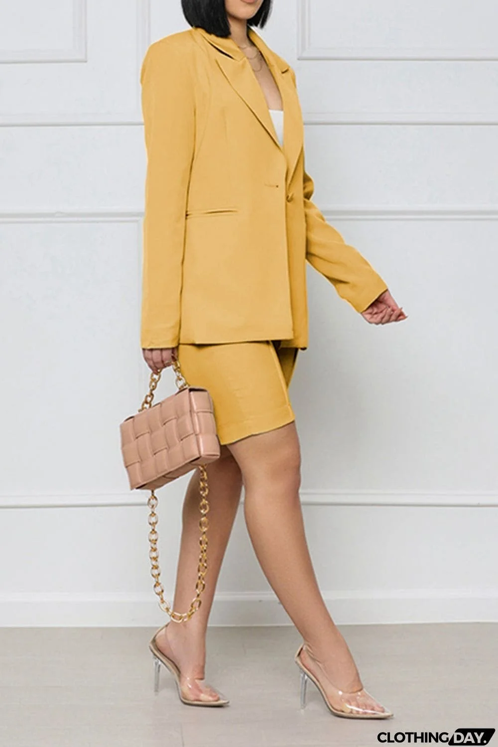 Long Sleeve Blazer and Shorts Set