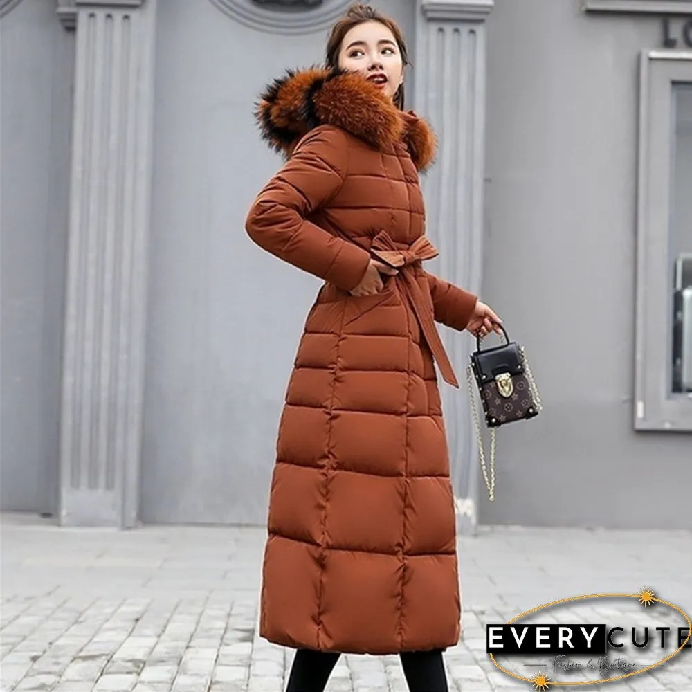 Womens Winter Fashion Coats Parkas Jackets Casual Hooded Down Mid-Length Removable Fur