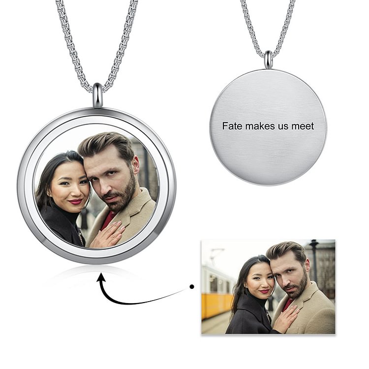 Engraved Round Tag Picture Necklace-Color Picture, Personalized Necklace  with Picture