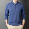 Men's Cotton Striped Embroidered Polo Shirt