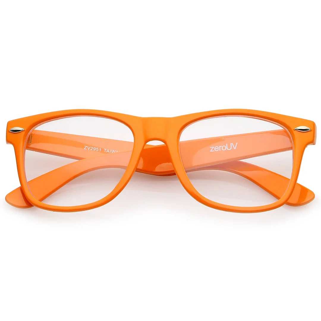 Retro Wide Temple Clear Lens Horn Rimmed Eyeglasses 54mm