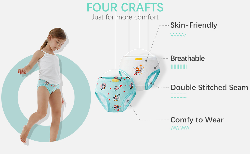 6-Pack Girls 100% Cotton Mermaid Print Comfort & Breathable