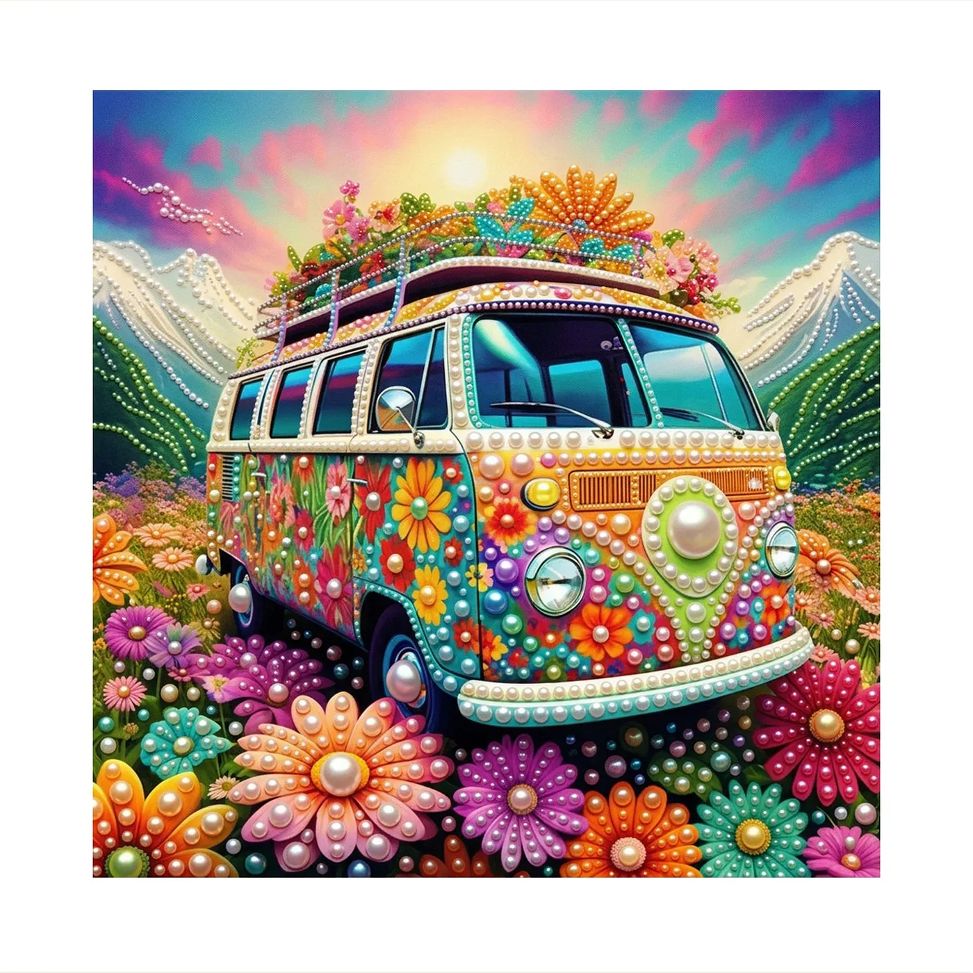 Floral Vintage Van - Pearls Painting