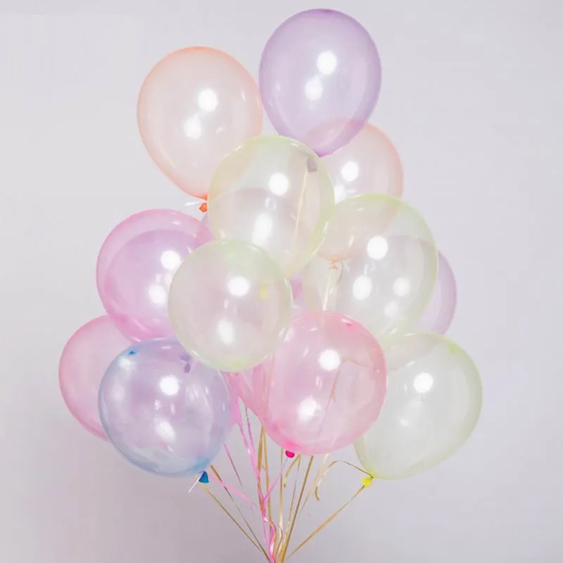 20Pcs/lot 12inch Crystal Bubble Balloons Colorful Transparent Latex Balloons Birthday Party Decor Wedding Summer Helium Globals