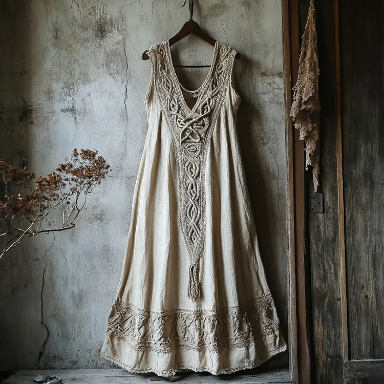 Tribal Viking Celtic Knot Lace Art Linen Tank Dress