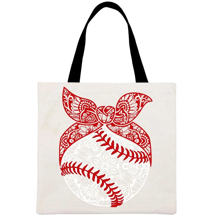 baseball Printed Linen Bag-Annaletters