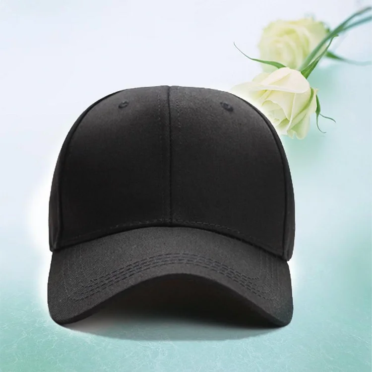 2pcs Baseball Cap Pure Color Unisex Outdoor Adjustable Snapback Hat (Black)-Annaletters