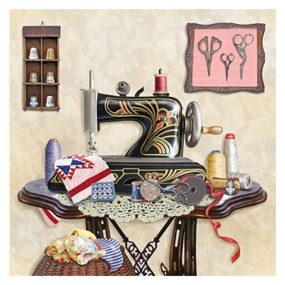 Diamond Painting - Full Round/Square Drill - Sewing Machine(30*30 - 50*50cm)