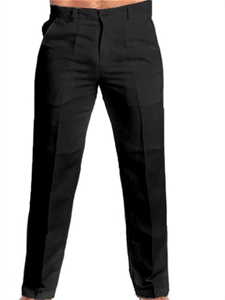 Men's Linen Pants Trousers Summer Pants Beach Pants Straight Leg Plain Comfort Outdoor Casual Daily Linen / Cotton Blend Streetwear Stylish Black White | 168DEAL