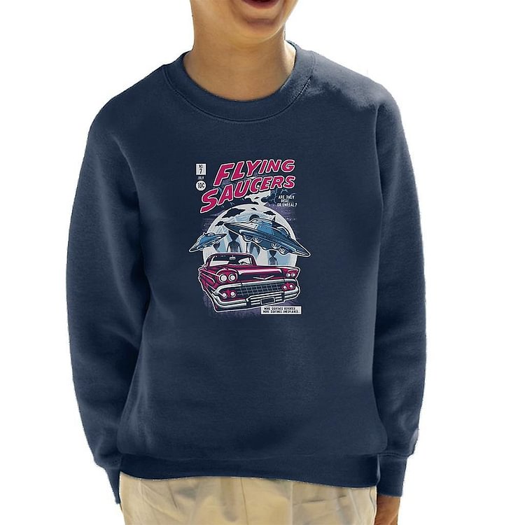 Flying Sauces Retro Comic Book Cover Kid's Sweatshirt