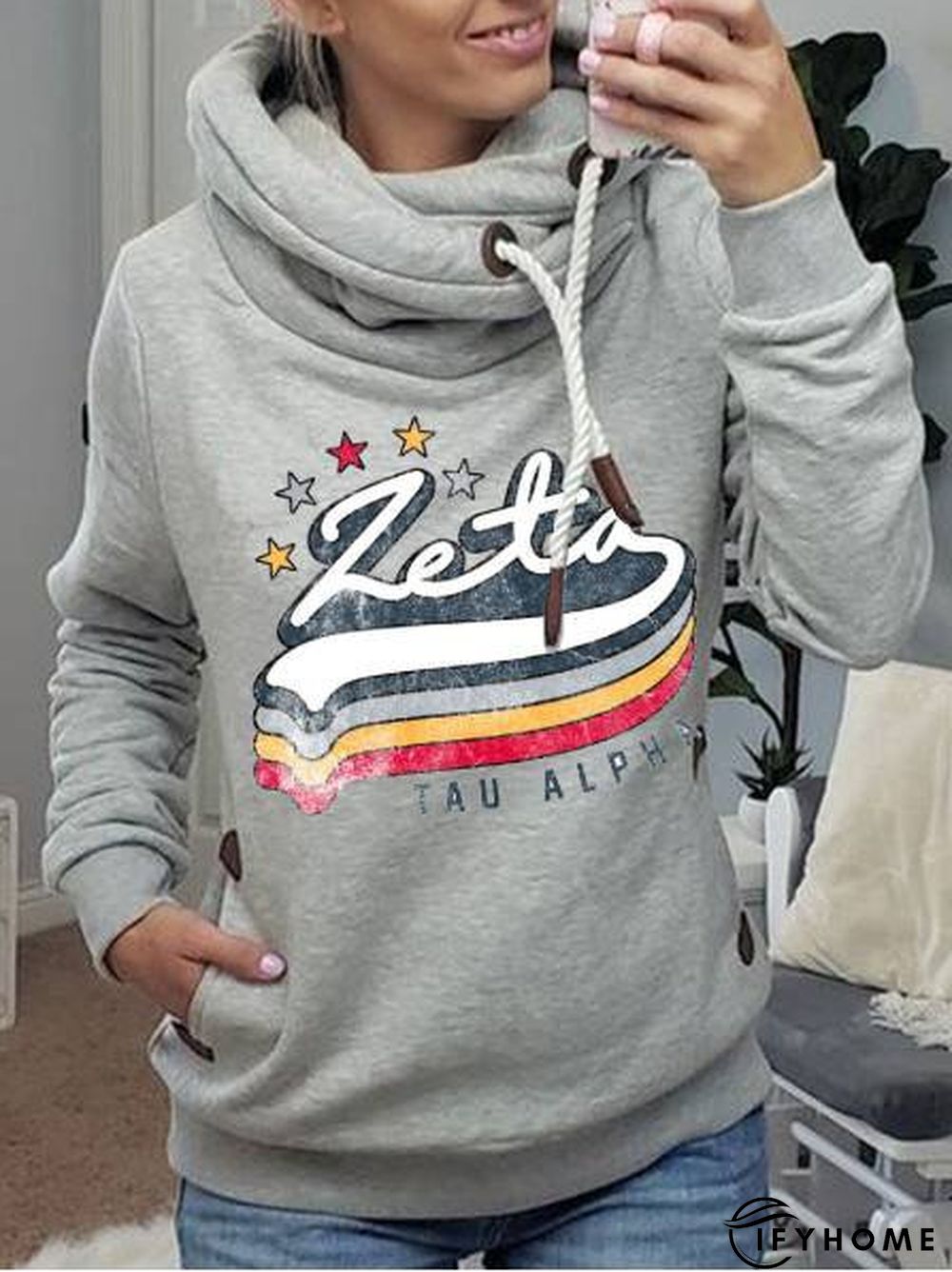 Gray Shift Casual Cotton Sweatshirts | IFYHOME