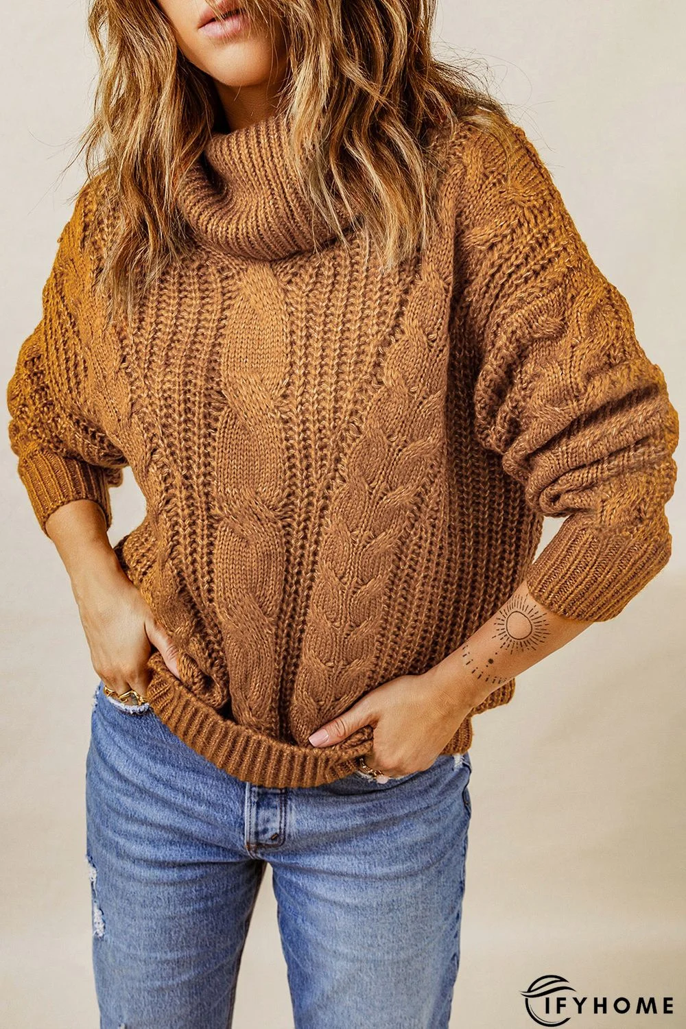 Yellow Chunky Turtleneck Sweater | IFYHOME