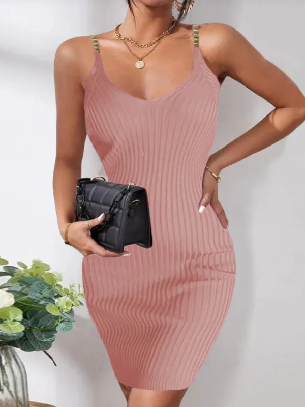 Women's Cold Shoulder V-Neck Mini Dress Knit Seawter