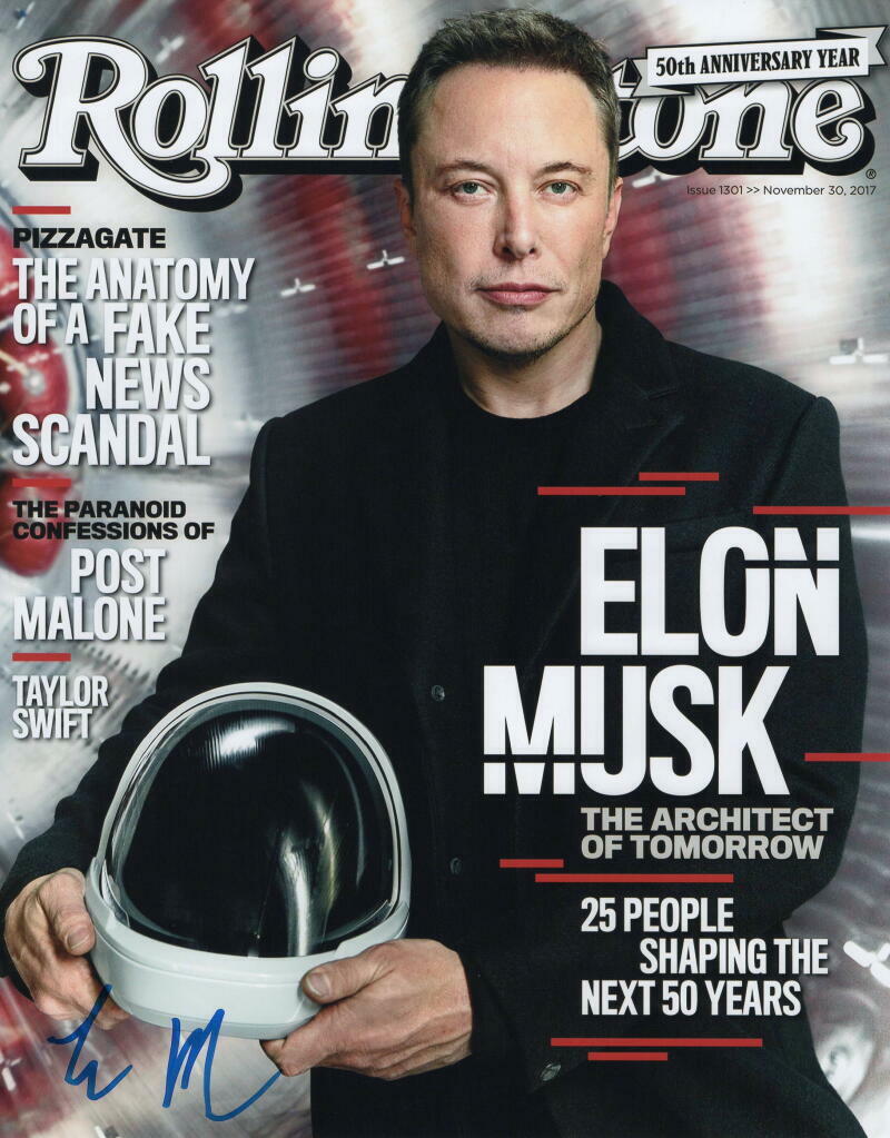 ELON MUSK SIGNED AUTOGRAPH ROLLING STONE 11X14 Photo Poster painting - TESLA & SPACEX CEO ACOA