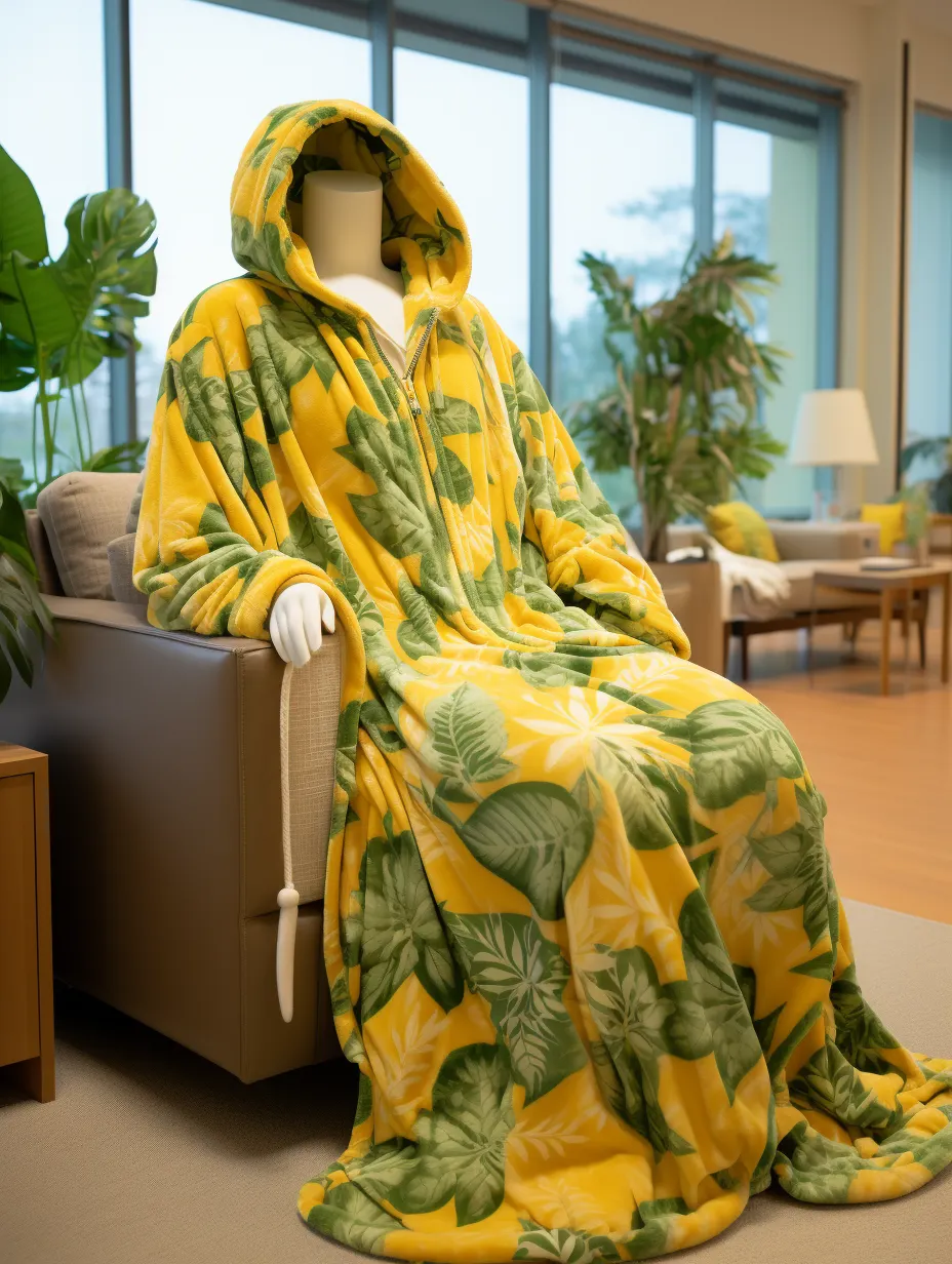 Yellow Ruled Sleep Yellow Plant Classic Velvet Flano Sleep Coat