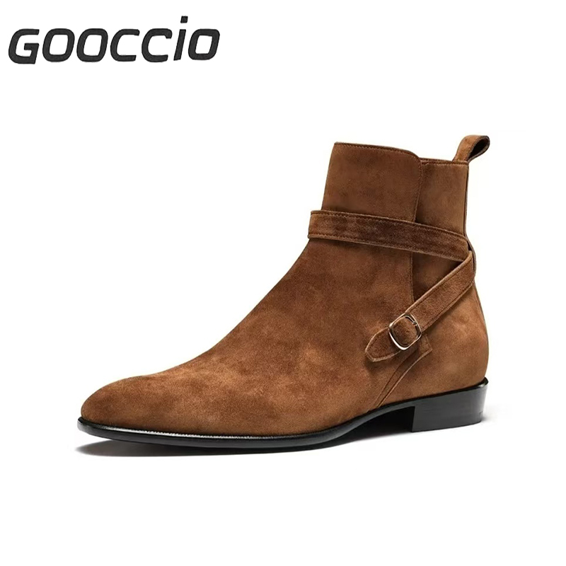 TF215 Italian Suede Calf-Skin Dress Boots/Chelsea Boots Form Men  GOOCCIO   