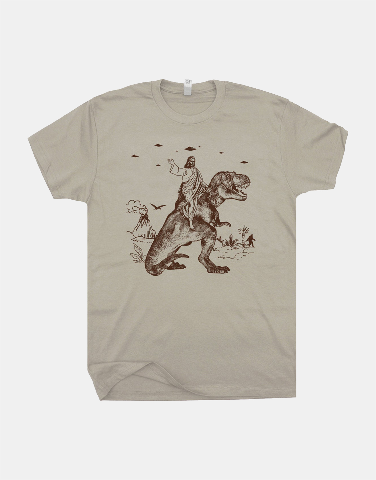 Jesus Riding Dinosaur T Shirt UFO T Shirt Funny T Shirts / TECHWEAR CLUB / Techwear