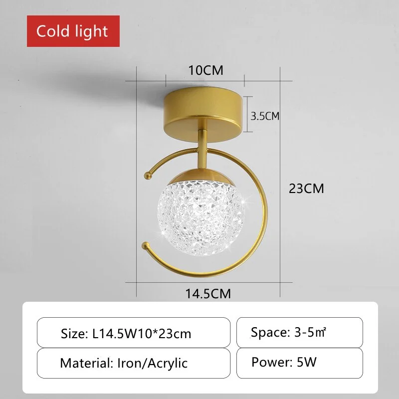 New patented acrylic LED ceiling lamp aisle light mirror headlight stepless dimming luxury bathroom kitchen home decor lighting